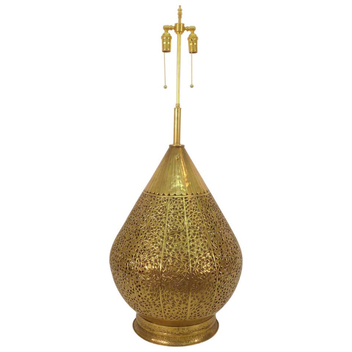 Monumental Brass Asian Openwork Lamp