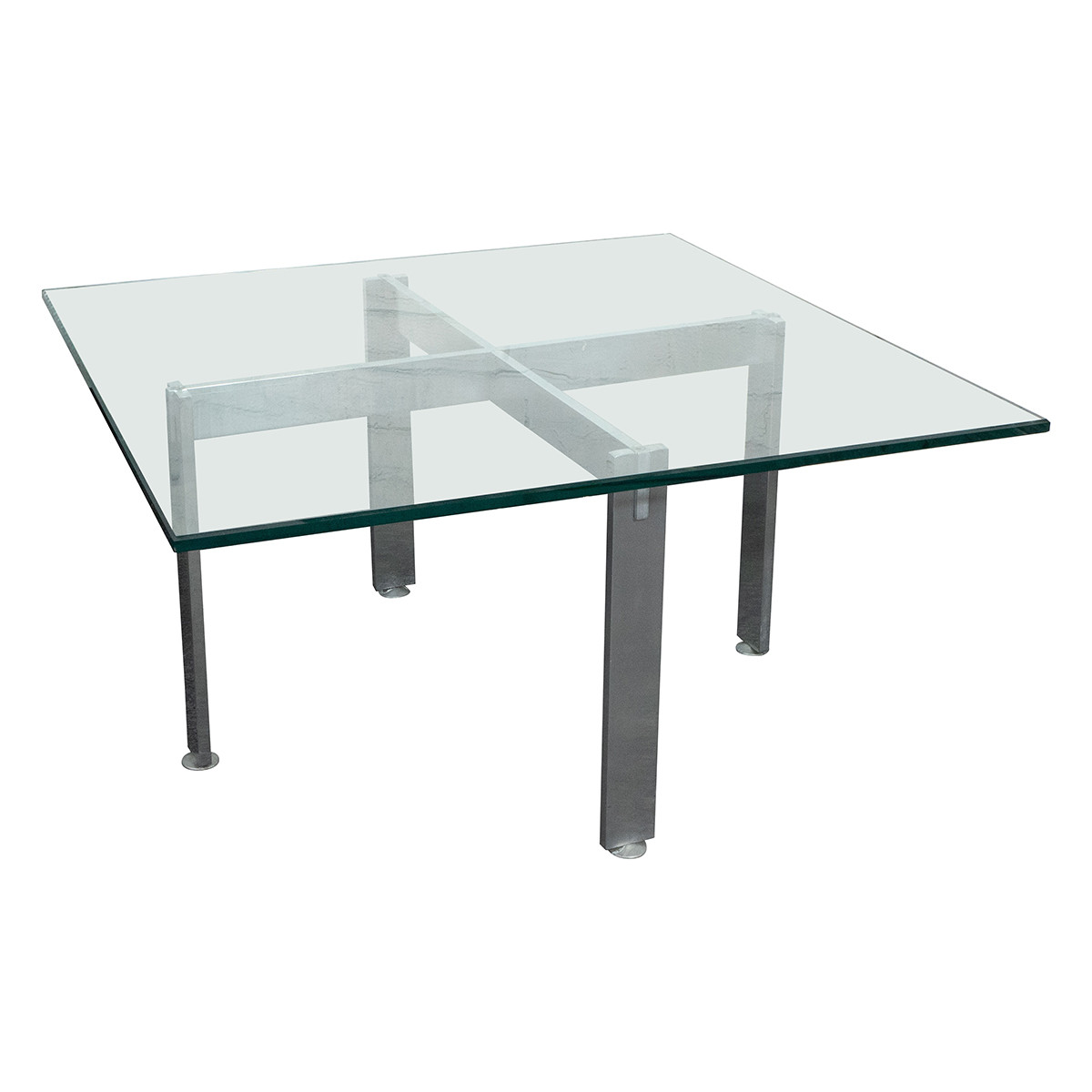 Aluminum cross base coffee table