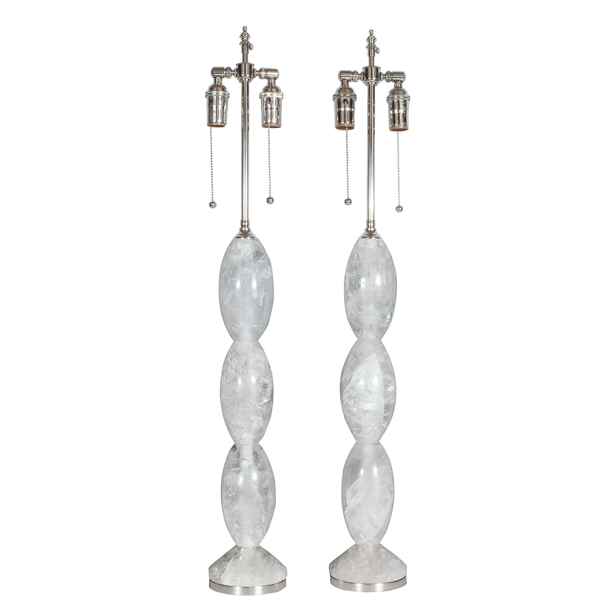 Pair of stacked rock crystal table lamps