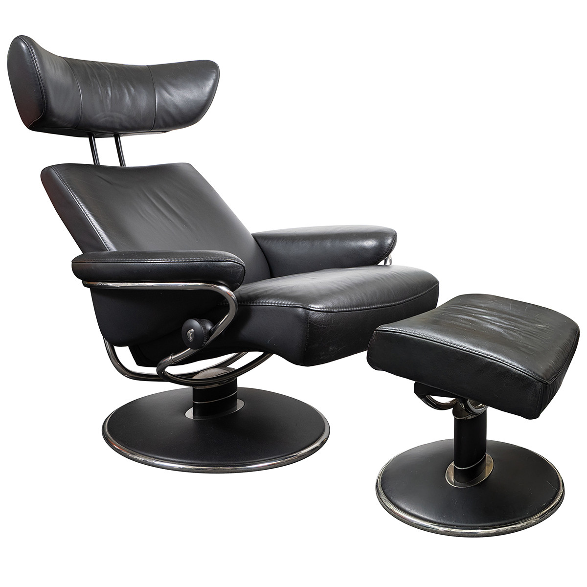 "Jazz" adjustable leather recliner and ottoman set by Ekornes